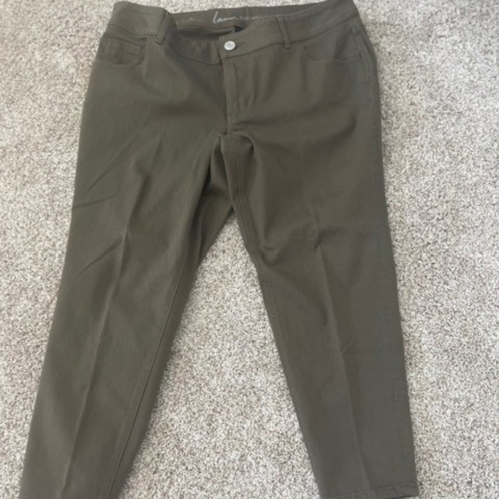 Khaki Denim Ankle Pants